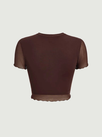 MOD Lettuce Trim Mesh Panel Crop Tee