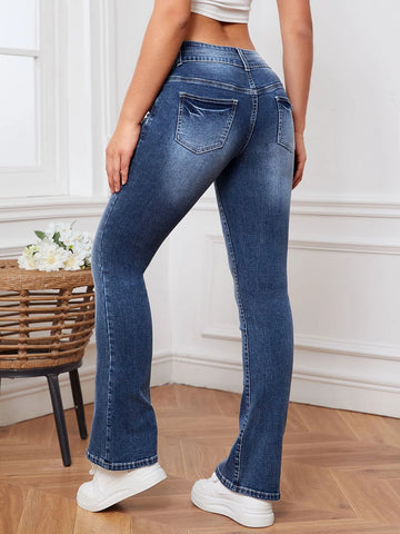 Slant Pocket Flare Leg Jeans
