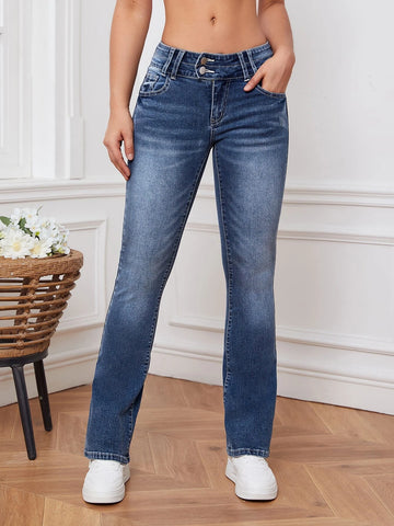 Slant Pocket Flare Leg Jeans
