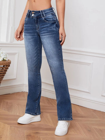 Slant Pocket Flare Leg Jeans