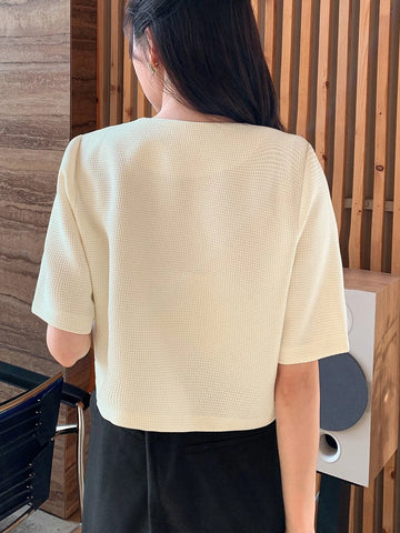 DAZY Solid Button Front Blouse