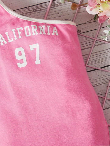 Baby Letter Graphic One Shoulder Contrast Binding Dress