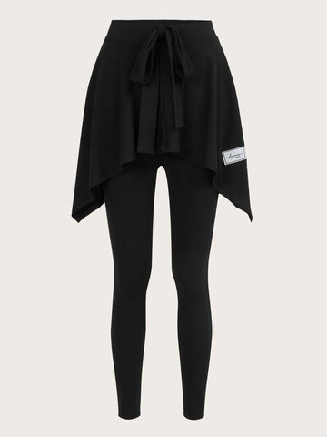 Tie Front Asymmetrical Hem Leggings