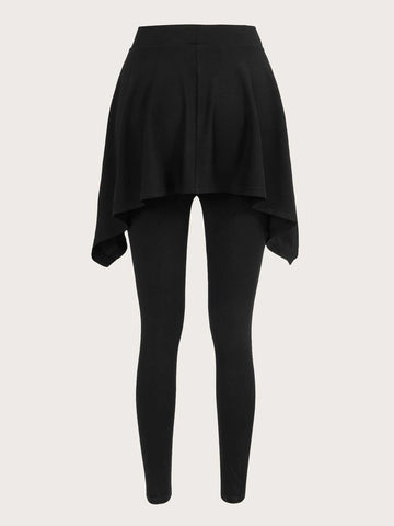 Tie Front Asymmetrical Hem Leggings