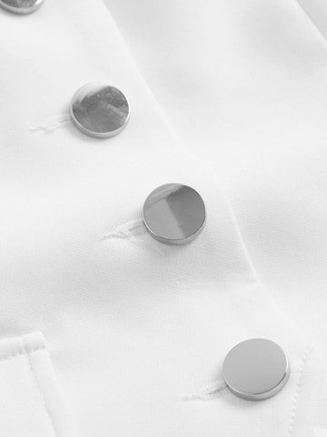 MOD Button Front Vest Blazer & Pleated Skirt