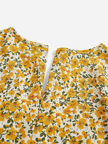 VCAY Ditsy Floral Print V Neckline Dress