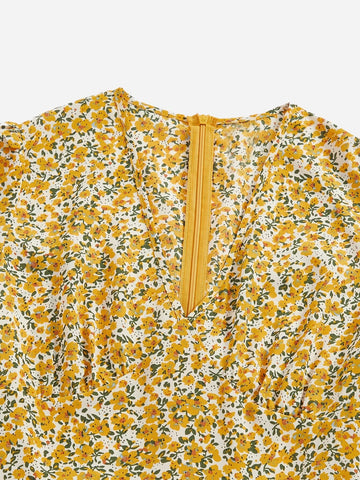 VCAY Ditsy Floral Print V Neckline Dress