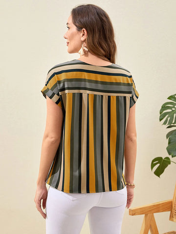 EMERY ROSE Striped Batwing Sleeve Blouse