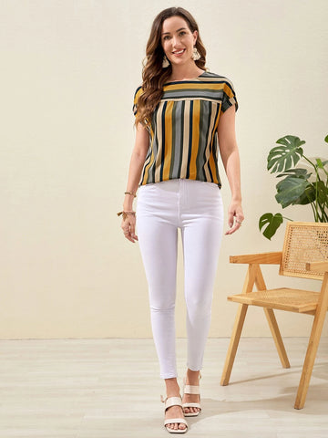 EMERY ROSE Striped Batwing Sleeve Blouse