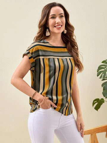 EMERY ROSE Striped Batwing Sleeve Blouse