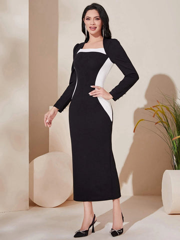 Modely Square Neck Split Back Bodycon Dress