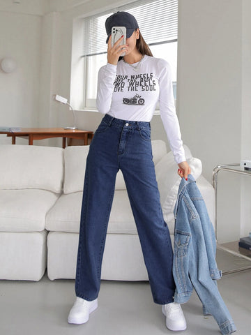 DAZY High Waisted Straight Leg Jeans