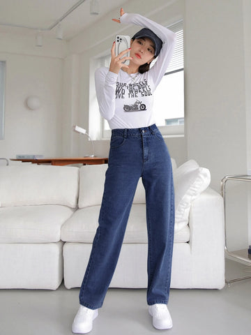 DAZY High Waisted Straight Leg Jeans