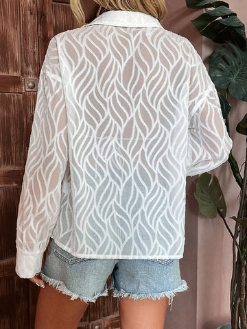 Patched Pocket Button Front Chiffon Shirt