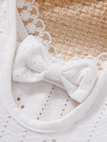 Baby Eyelet Embroidery Lace Trim Butterfly Sleeve Top