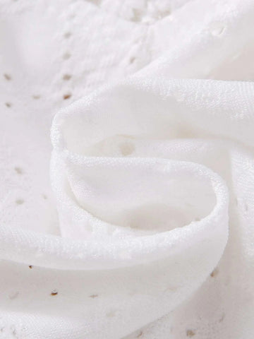 Baby Eyelet Embroidery Lace Trim Butterfly Sleeve Top