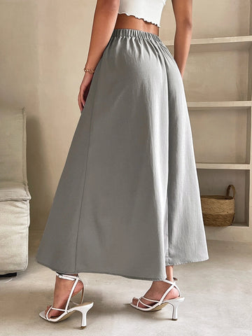 PETITE High Waist Solid Skirt