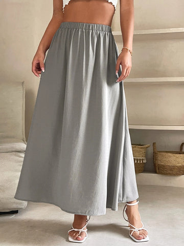 PETITE High Waist Solid Skirt