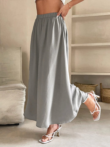 PETITE High Waist Solid Skirt