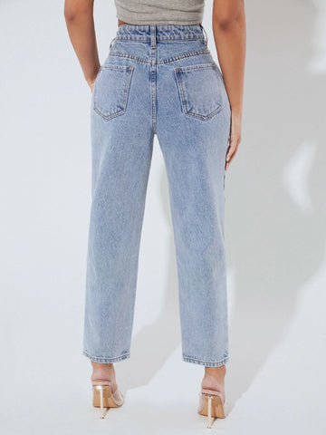 PETITE Ripped Mom Fit Jeans