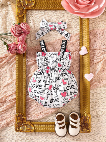 Baby Letter Graphic Bow Front Cami Bodysuit & Accessory Headband