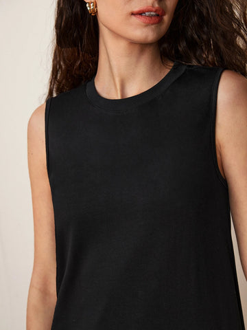 BASICS Cotton Split Hem Solid Dress