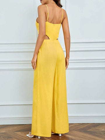 Tall Plunging Neck Wide Leg Cami Jumpsuit