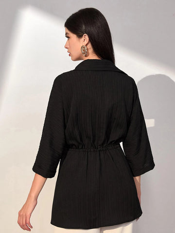 Solid Drawstring Waist Shirt
