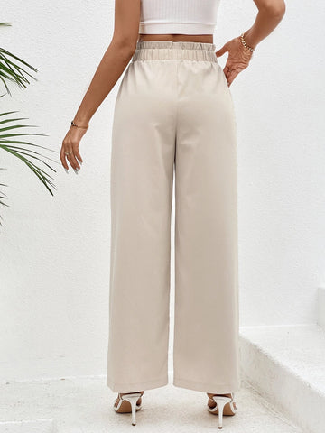 Paperbag Waist Slant Pocket Wide Leg Pants