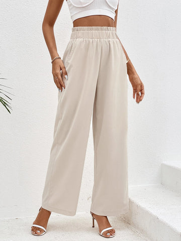 Paperbag Waist Slant Pocket Wide Leg Pants