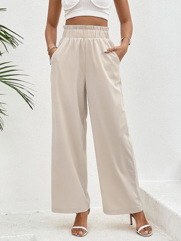 Paperbag Waist Slant Pocket Wide Leg Pants