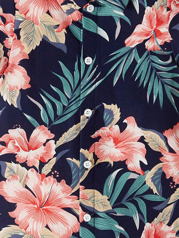 Baby Tropical Print Shirt Romper