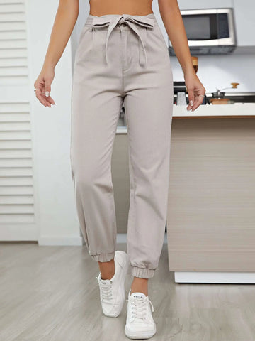 Slant Pocket Belted Jogger Jeans