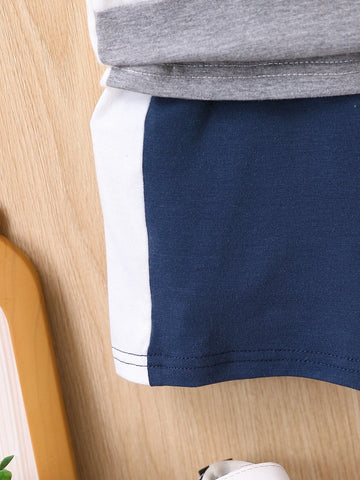 Baby Dinosaur Print Colorblock Tee & Shorts