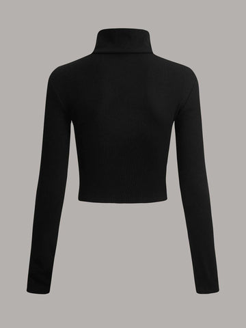 ICON Letter Graphic Colorblock Zip Up Crop Tee