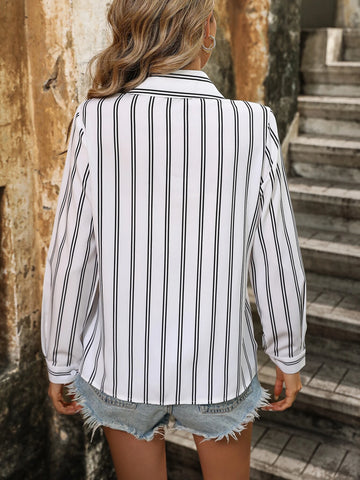 Striped Print Button Front Shirt