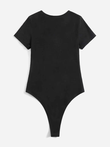 Rhinestone Skeleton Pattern Slim Fit Bodysuit