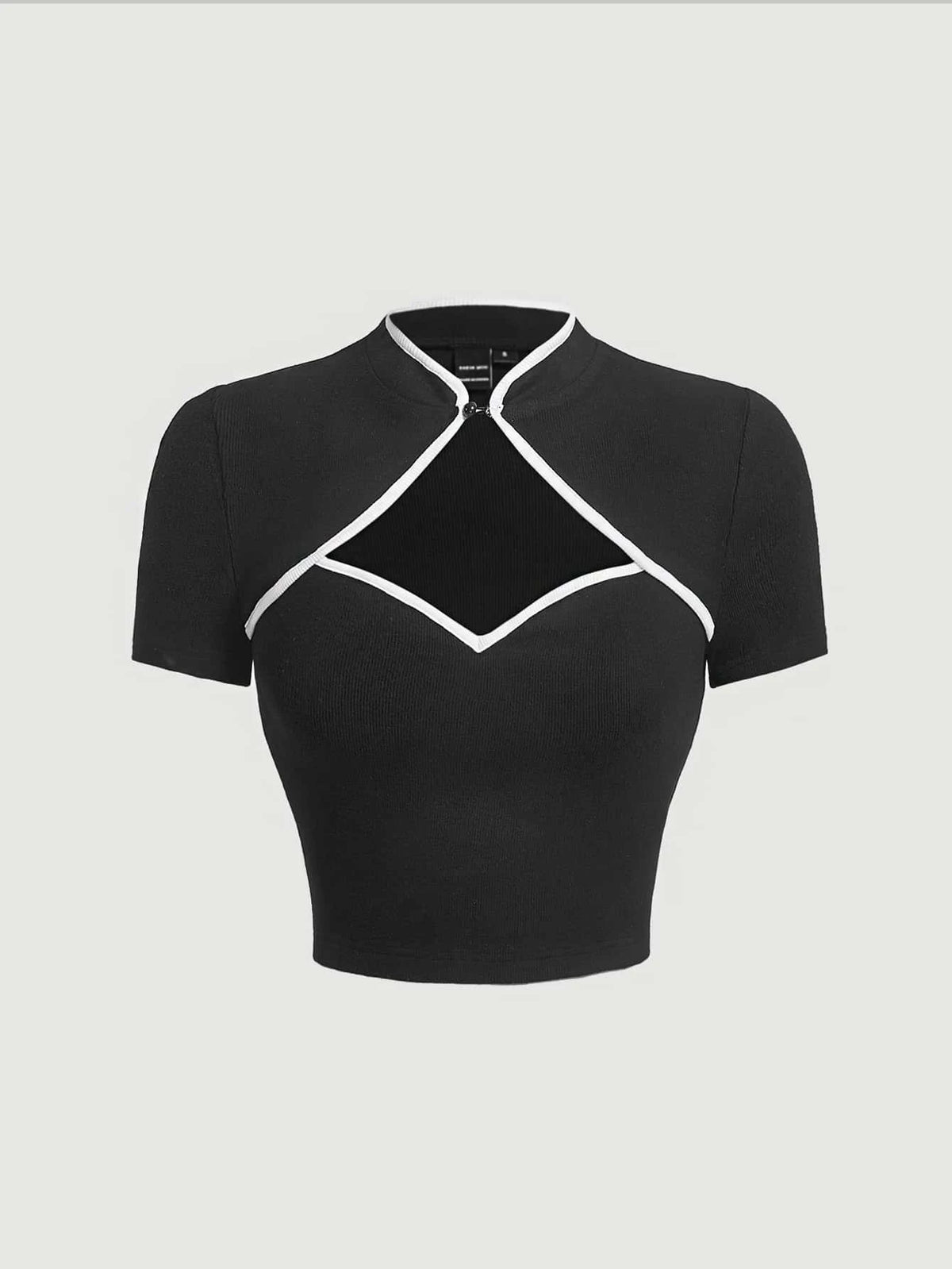 Contrast Binding Cut Out Front Tee