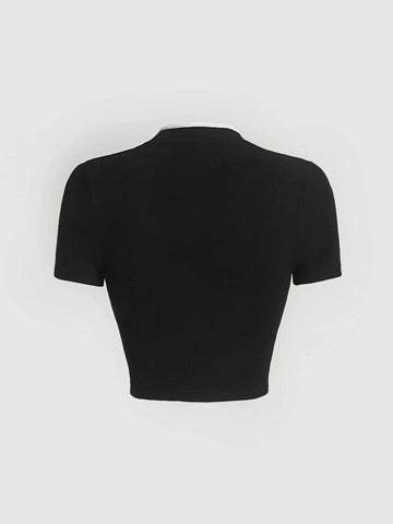 Contrast Binding Cut Out Front Tee