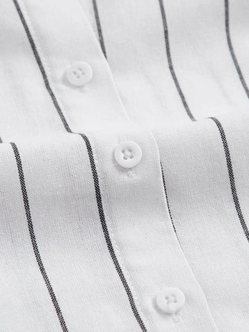 MOD Striped Tie Neck Crop Shirt