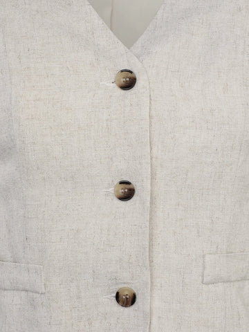 VCAY Solid Button Front Vest Blazer & Wide Leg Pants