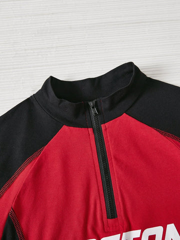 EZwear Letter Graphic Raglan Sleeve Tee & Bodycon Skirt