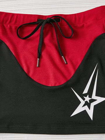 EZwear Letter Graphic Raglan Sleeve Tee & Bodycon Skirt