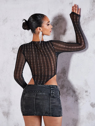 BAE Buckle Belted Bodycon Skirt