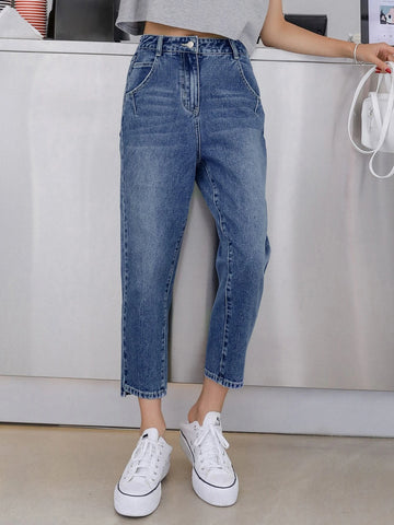 DAZY High Rise Crop Mom Jeans