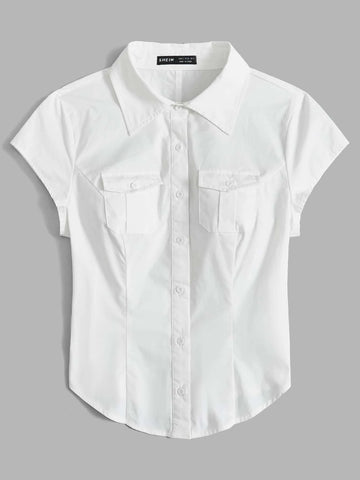 EZwear Flap Pocket Button Front Shirt