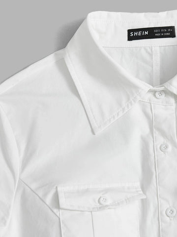 EZwear Flap Pocket Button Front Shirt