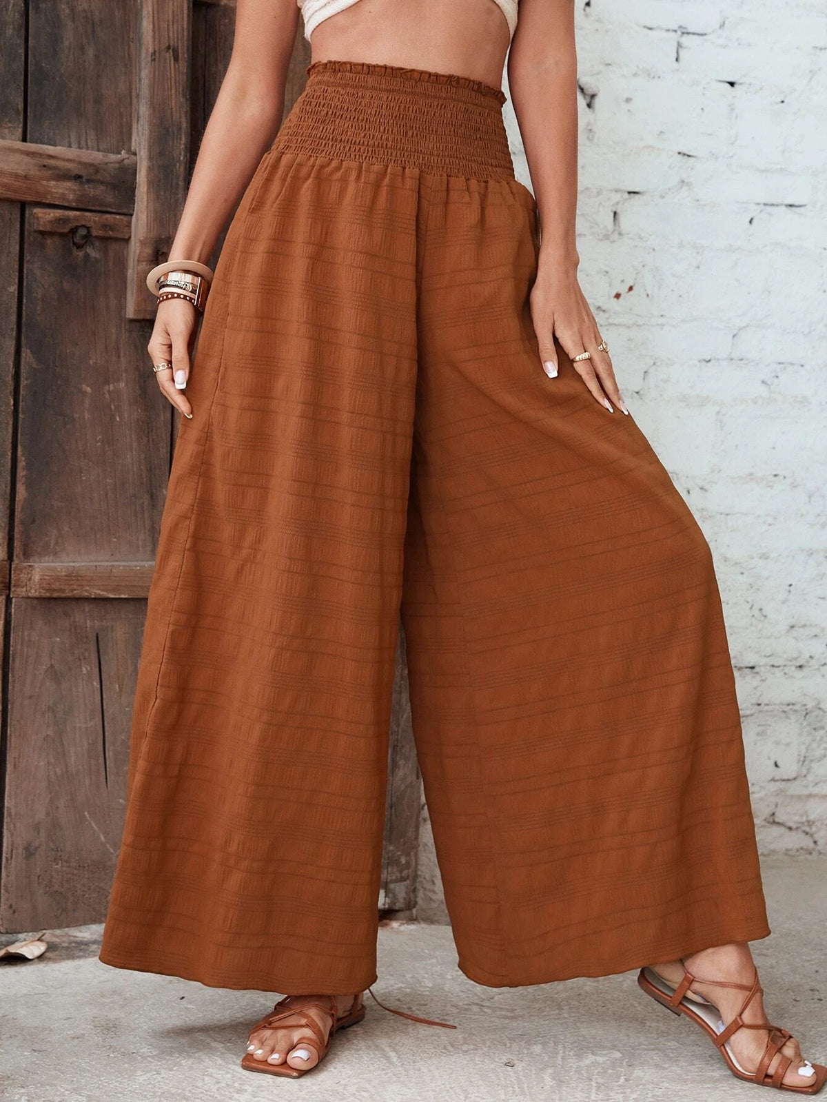 Solid Wide Leg Pants