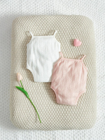 Newborn Baby 2pcs Solid Cami Bodysuit