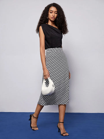 BIZwear Allover Print A-line Skirt